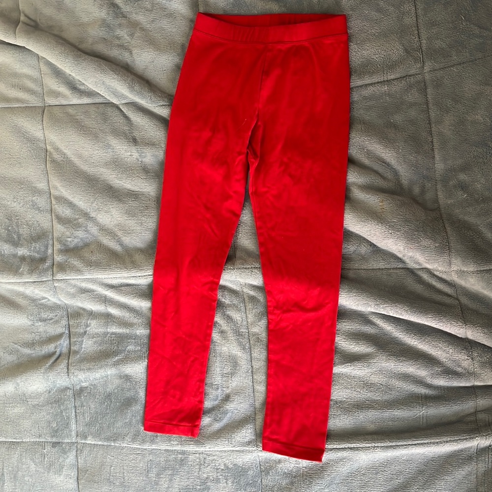 ST Girls Red Leggings Size 8 Cute Stretchy